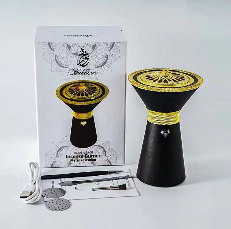 Bukhoon موقد بخور كهربائي سريع التسخين حاملة عود قابلة للشحن مع USB C وأسلوب عربي أنيق لرائحة تدوم طويلاً - Image 4